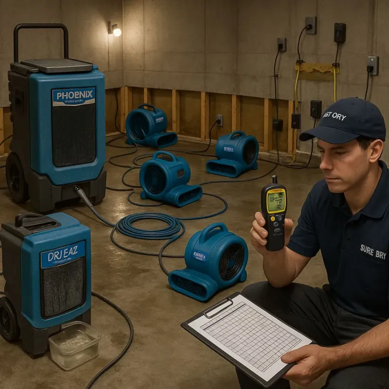 Structural Drying and Dehumidification process in Riverside, IA